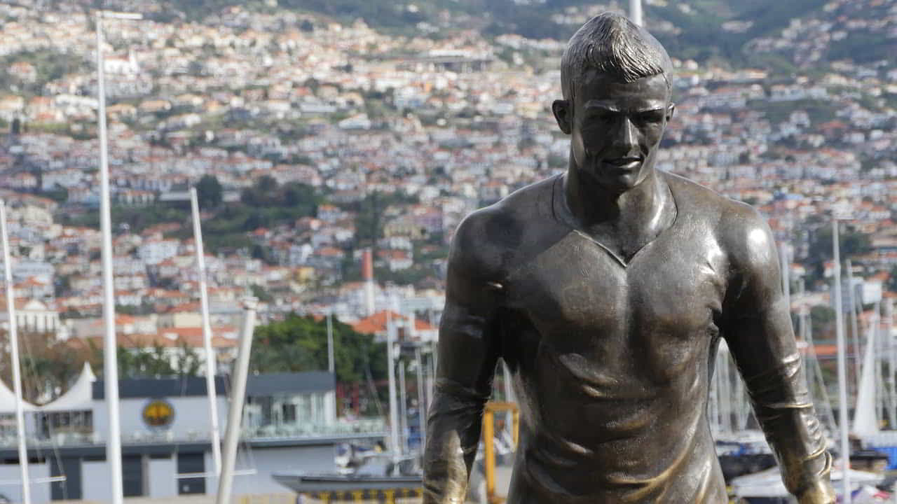 The statue of Cristiano Ronaldo in Madeira Island